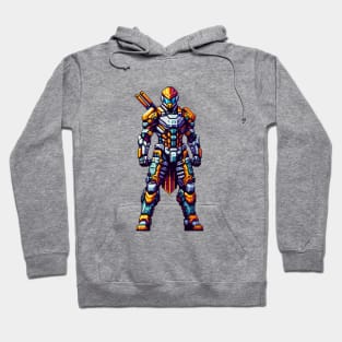 Cyberpunk Medieval Knight - Futuristic Armor Pixel Art Hoodie